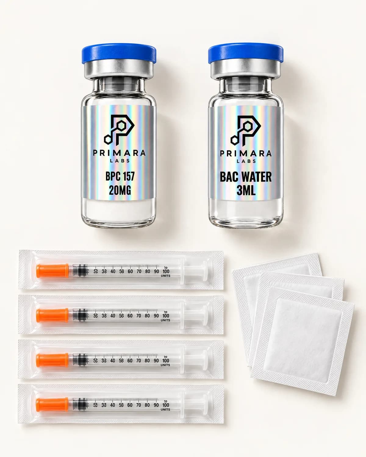 BPC-157 20mg with bacteriostatic water, syringes and alcohol pads