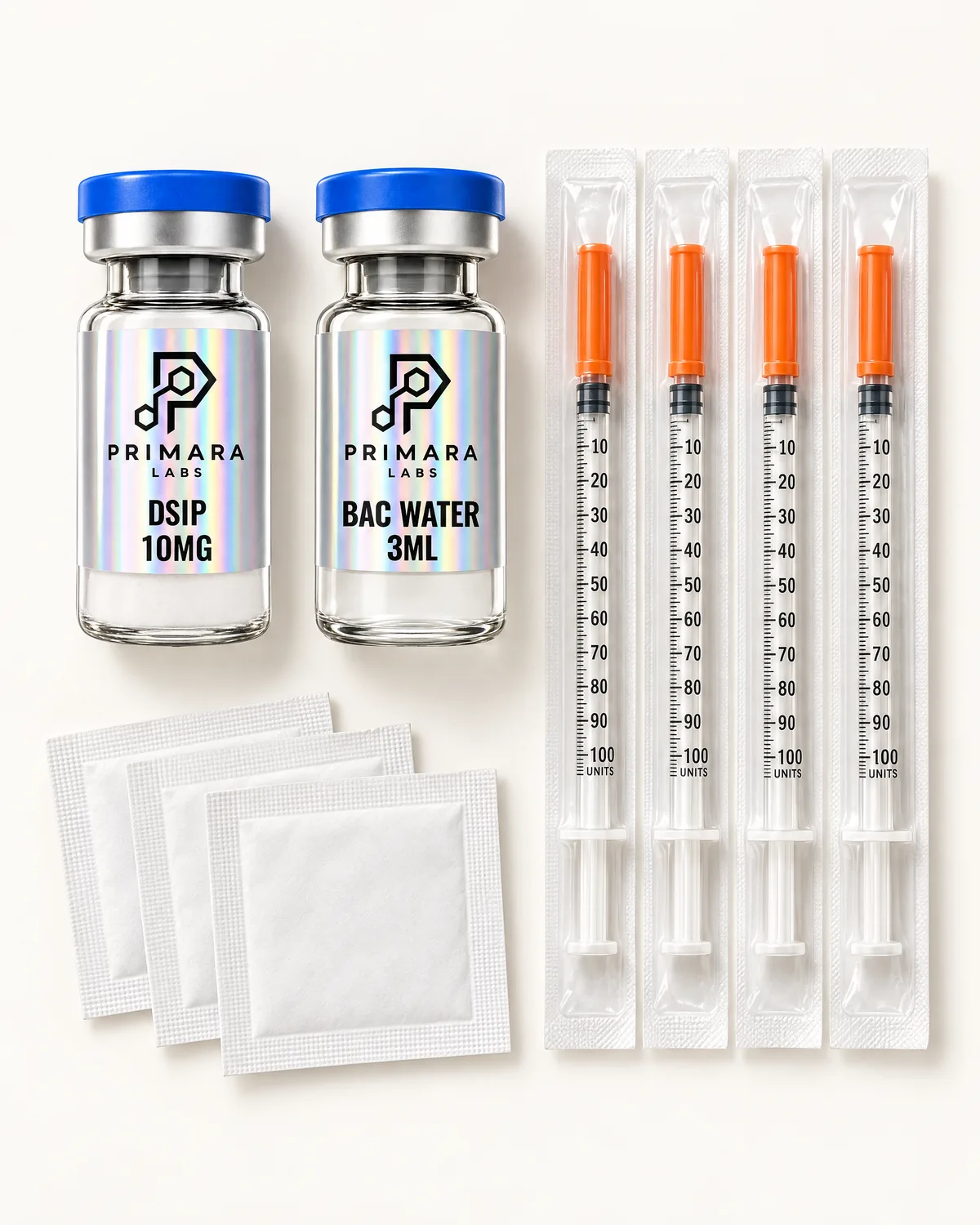DSIP 10mg with bacteriostatic water, syringes and alcohol pads