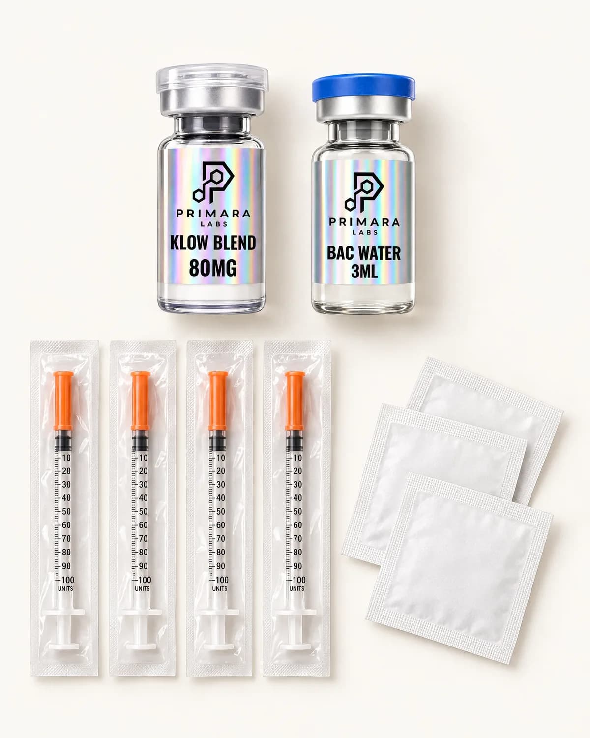 KLOW Blend 80mg with bacteriostatic water, syringes and alcohol pads